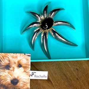 RARE Tiffany & Co. Fireworks onyx brooch 925 & 18k